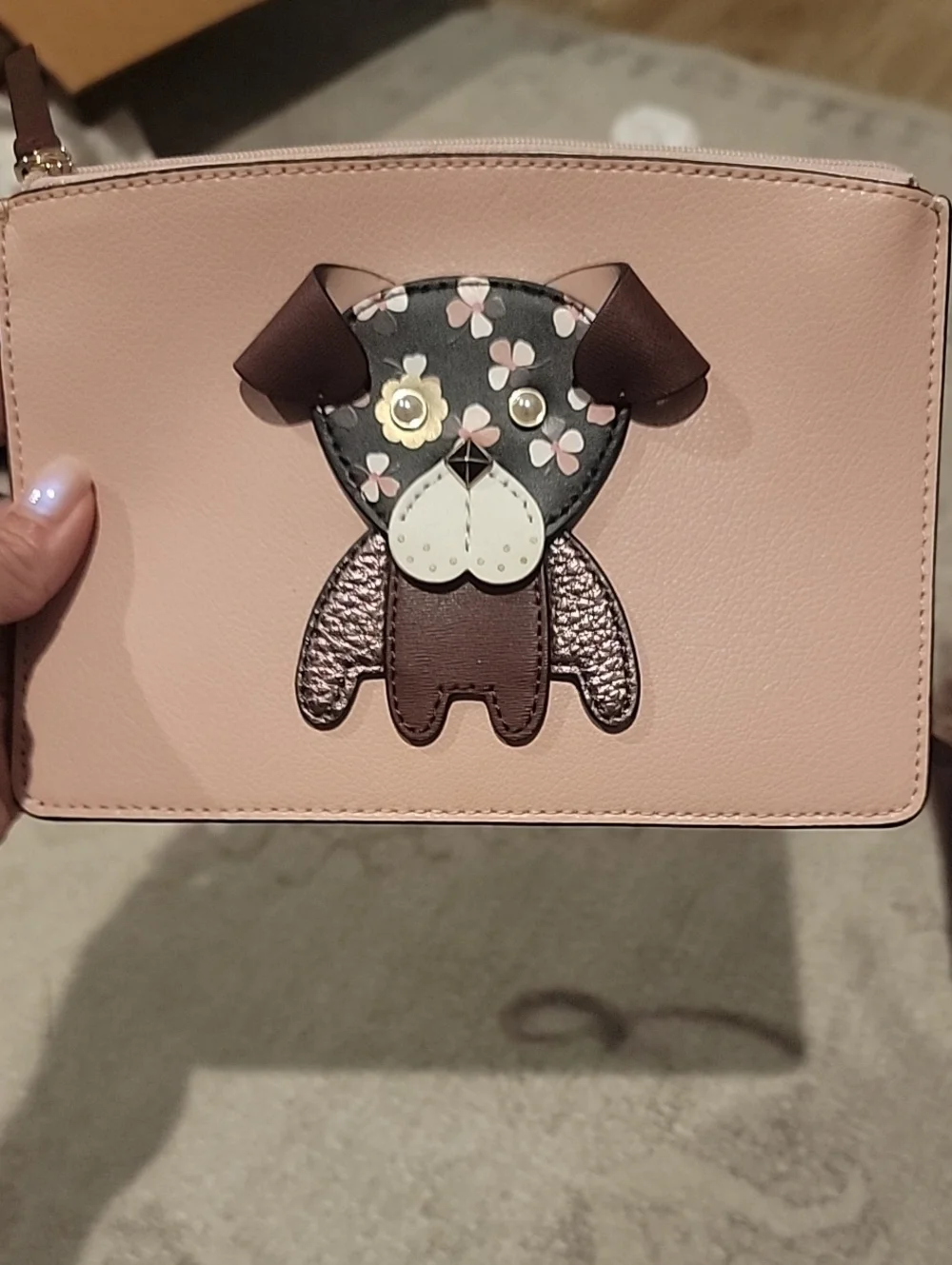 kate spade Pink Floral Jacquard Tote with Kate Spade Pink Puppy Pouch